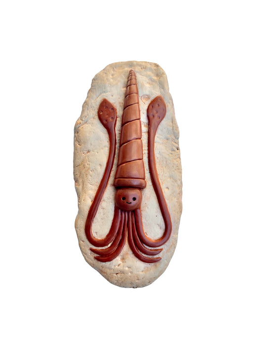 Fossil Friends - Happy Orthoceras sculpture